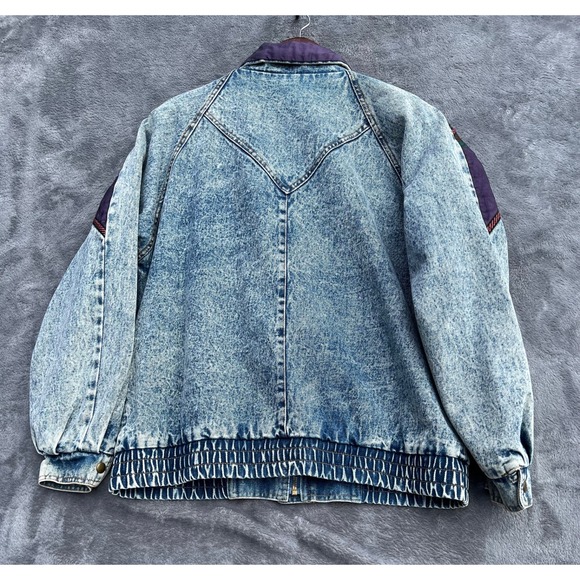 Current Seen Vintage Bomber Jacket Womens Small Acid Wash Tapestry Flannel Lined - Picture 2 of 11